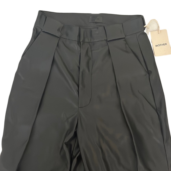 NWT Mother The High Waisted Tunnel Vision Sneak Wide Pleated Pants Faux Leather - Picture 6 of 12